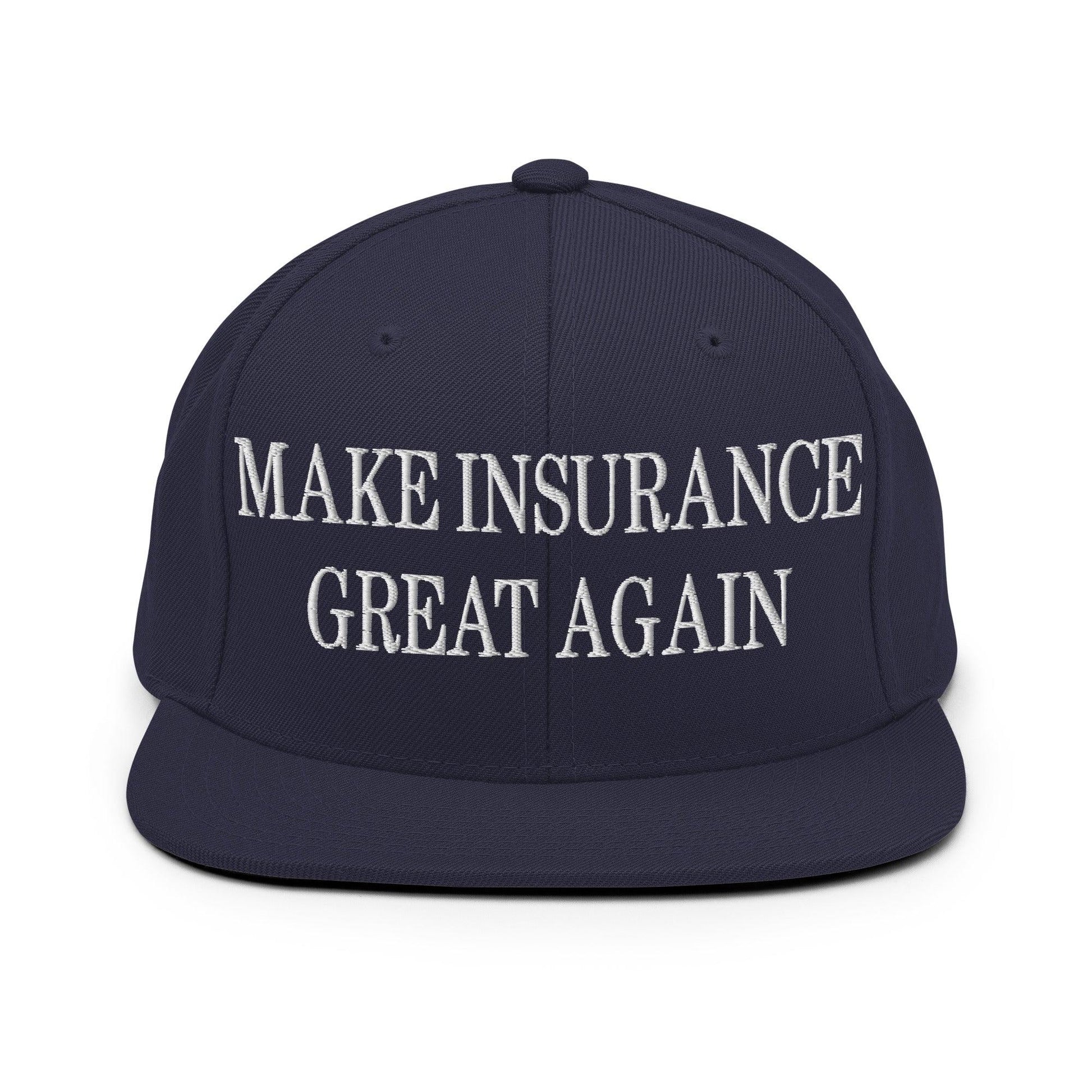 Make It Great Again Embroidered Flat Bill Brim Snapback Hat - Navy