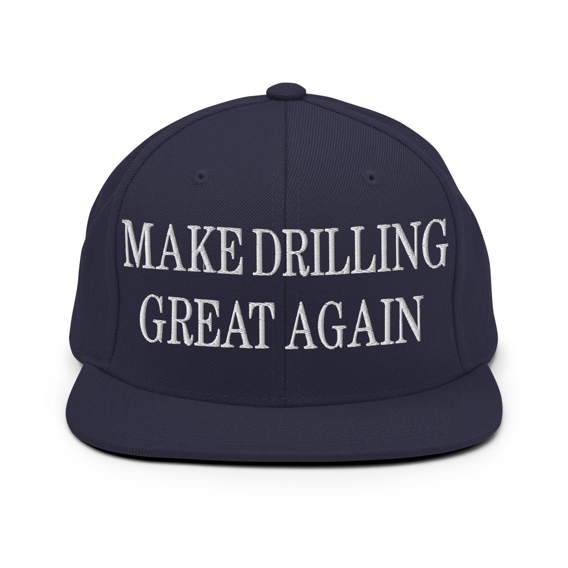Make Them Great Again Embroidered Flat Bill Brim Snapback Hat - Navy