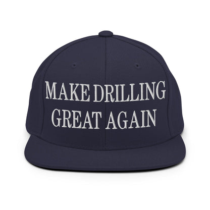 Make Them Great Again Embroidered Flat Bill Brim Snapback Hat - Navy