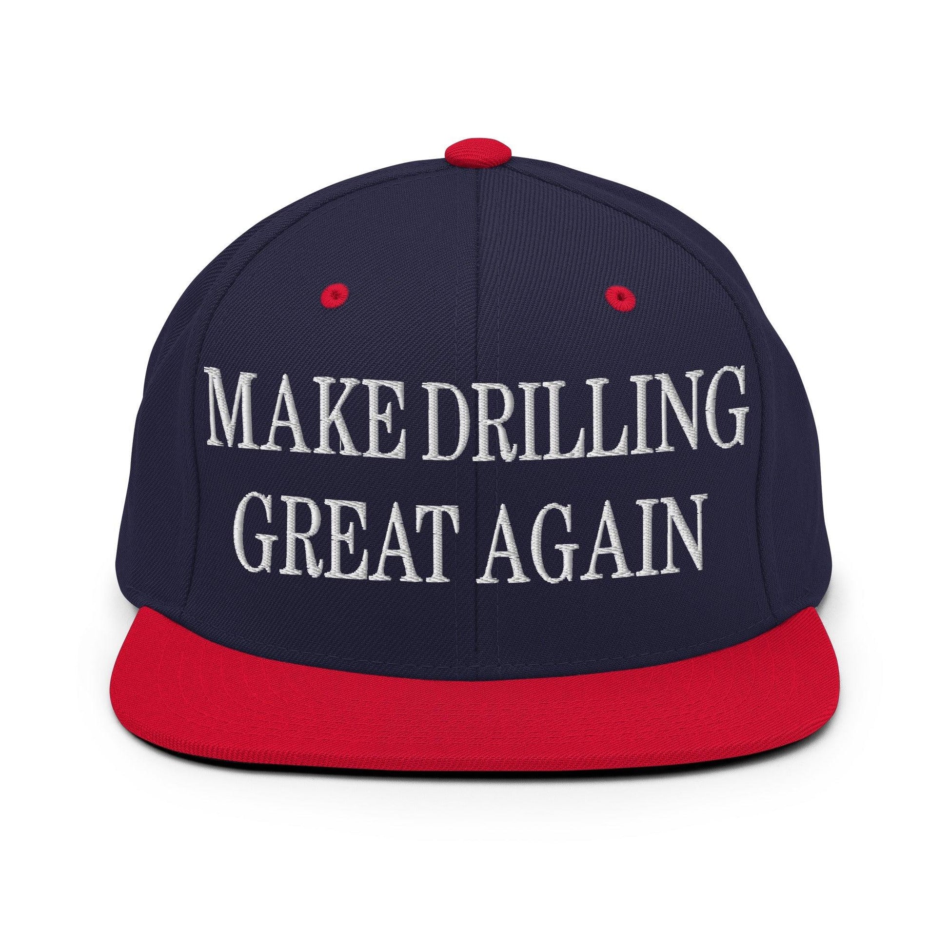 Make Them Great Again Embroidered Flat Bill Brim Snapback Hat - Navy/ Red