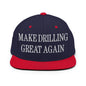Make Them Great Again Embroidered Flat Bill Brim Snapback Hat - Navy/ Red