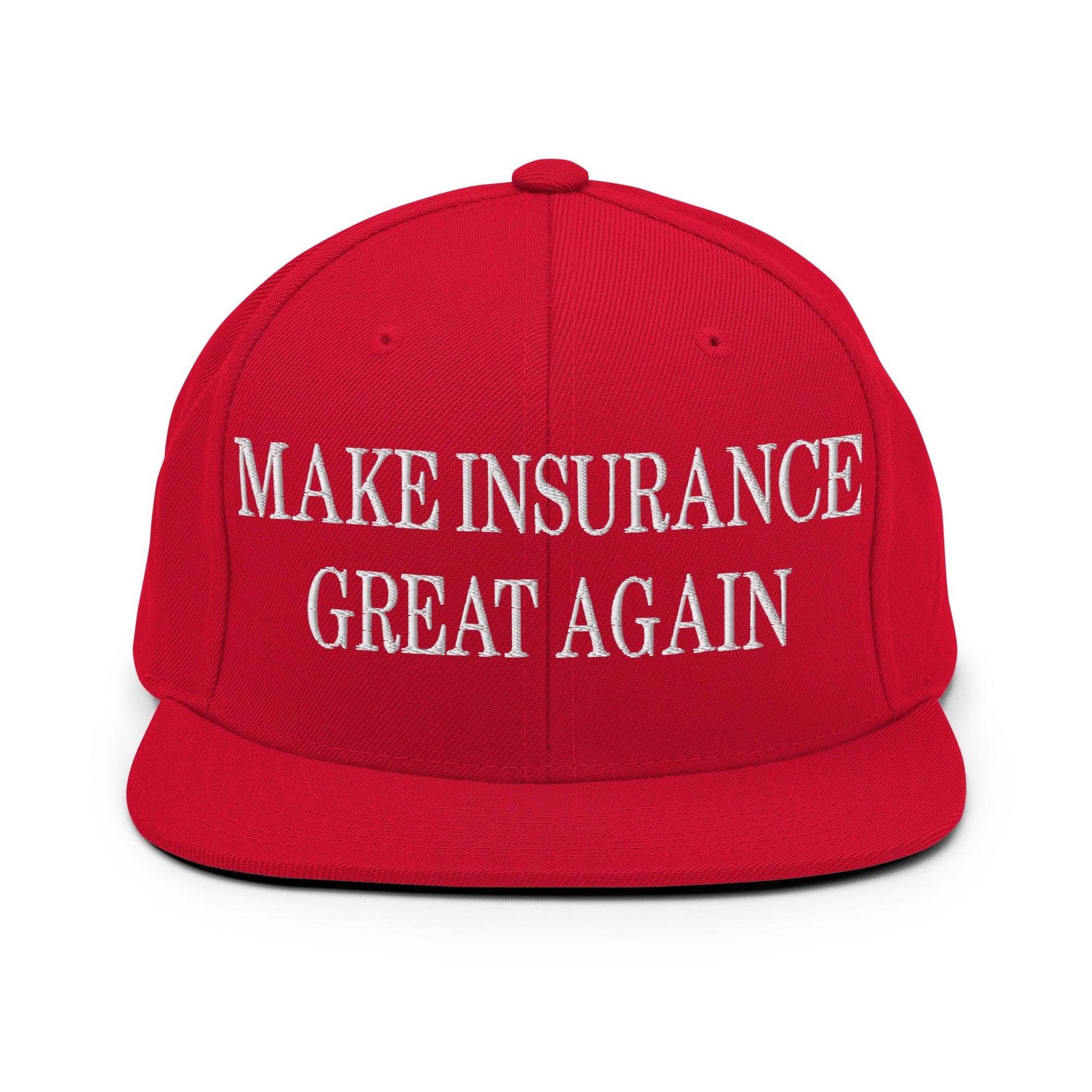 Make It Great Again Embroidered Flat Bill Brim Snapback Hat - Red