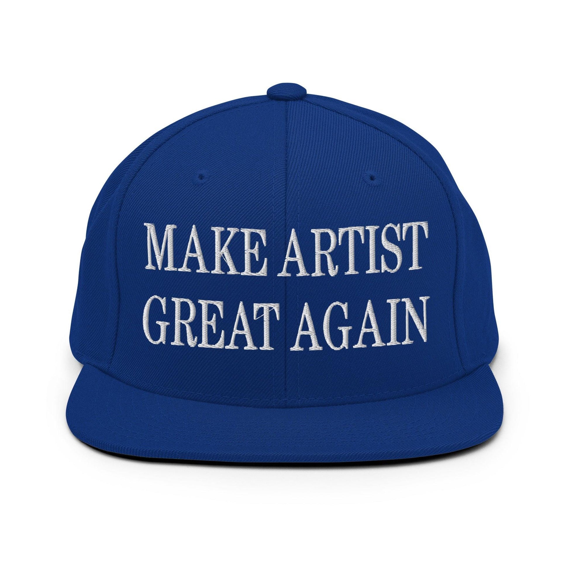 Make Us Great Again Embroidered Flat Bill Brim Snapback Hat - Royal Blue
