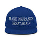 Make It Great Again Embroidered Flat Bill Brim Snapback Hat - Royal Blue