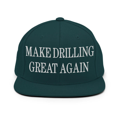 Make Them Great Again Embroidered Flat Bill Brim Snapback Hat - Spruce