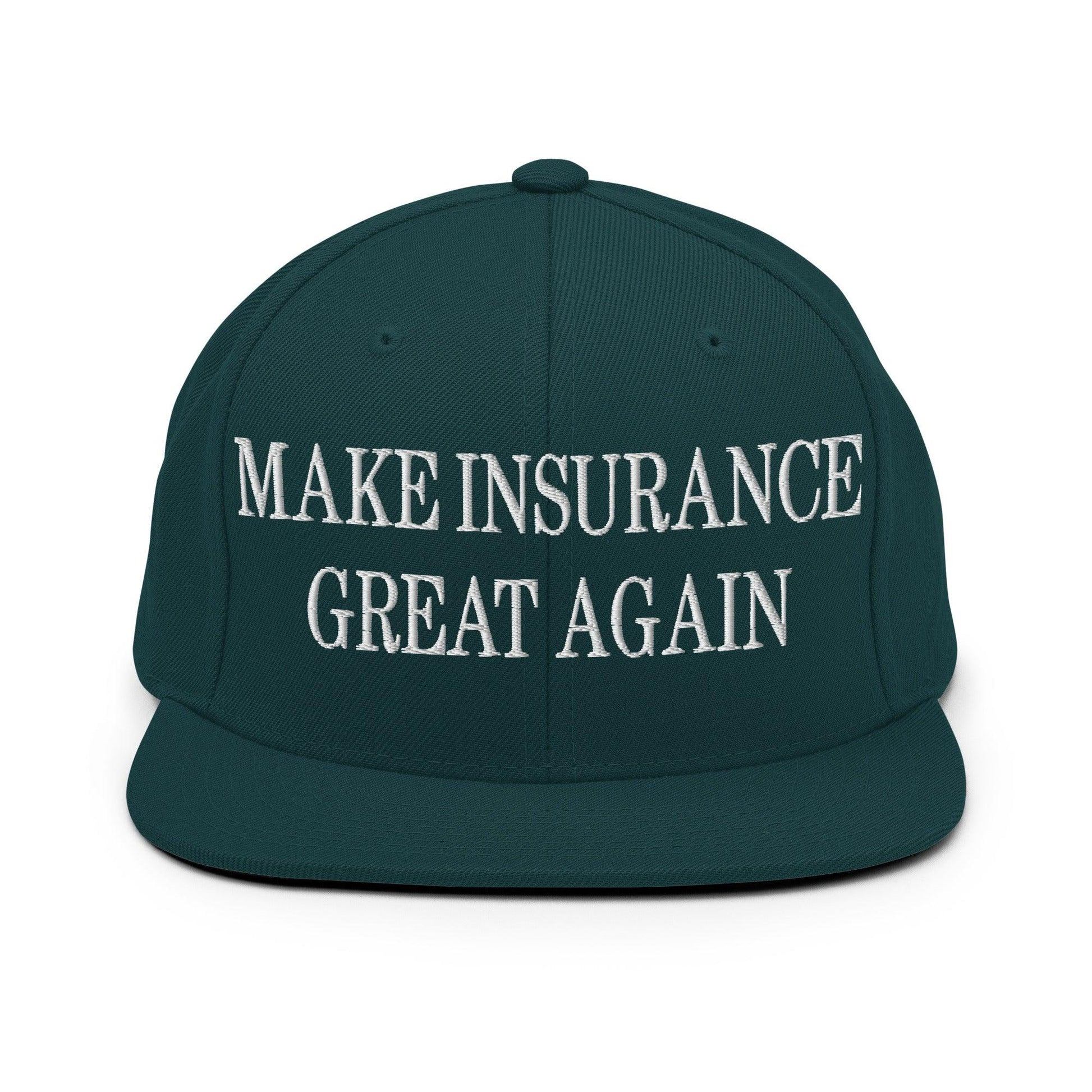 Make It Great Again Embroidered Flat Bill Brim Snapback Hat - Spruce