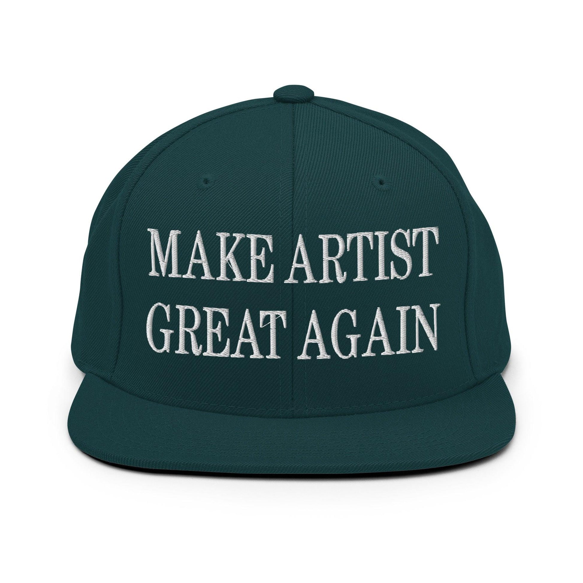 Make Us Great Again Embroidered Flat Bill Brim Snapback Hat - Spruce
