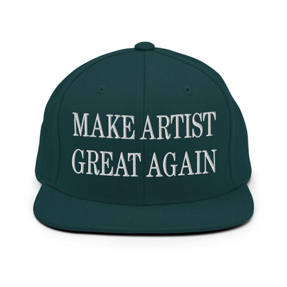 Make Us Great Again Embroidered Flat Bill Brim Snapback Hat - Spruce