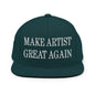 Make Us Great Again Embroidered Flat Bill Brim Snapback Hat - Spruce