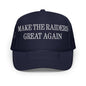 Navy blue embroidered foam trucker hat from Make Them Great Again custom apparel