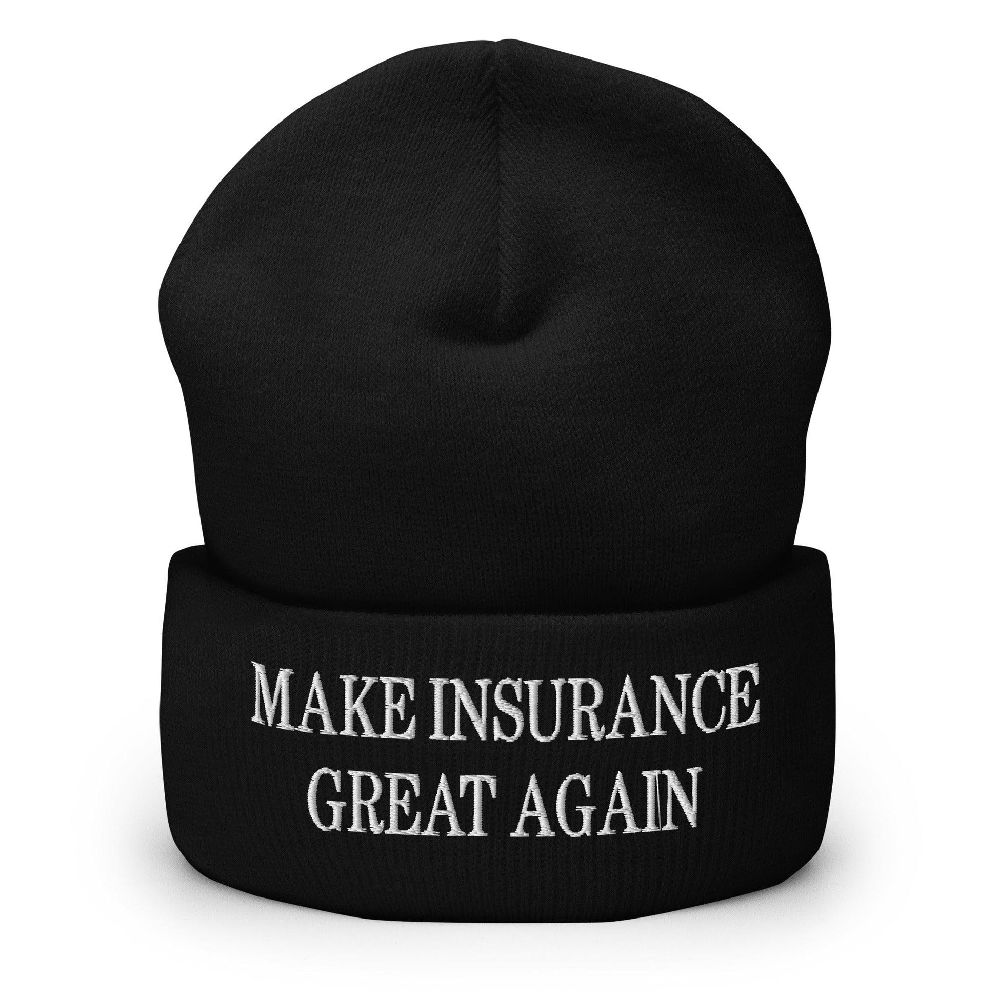 Make It Great Again Embroidered Knit Cuffed Beanie - Black