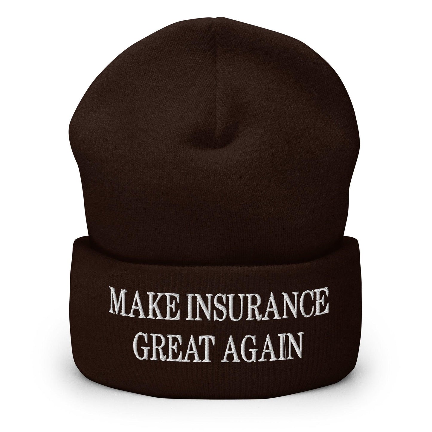 Make It Great Again Embroidered Knit Cuffed Beanie - Brown