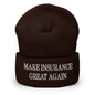 Make It Great Again Embroidered Knit Cuffed Beanie - Brown