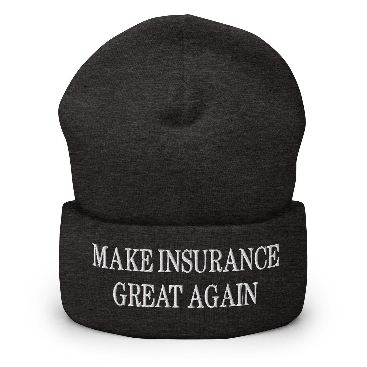 Make It Great Again Embroidered Knit Cuffed Beanie - Dark Grey