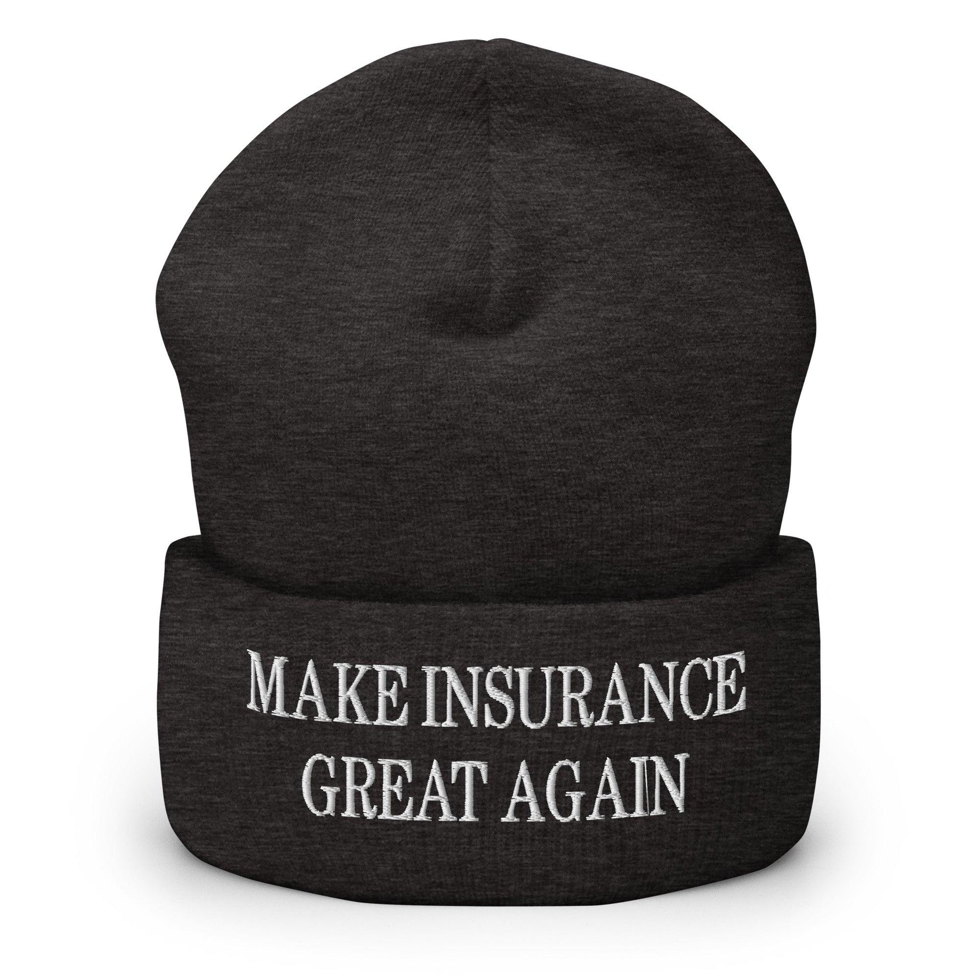Make It Great Again Embroidered Knit Cuffed Beanie - Dark Grey