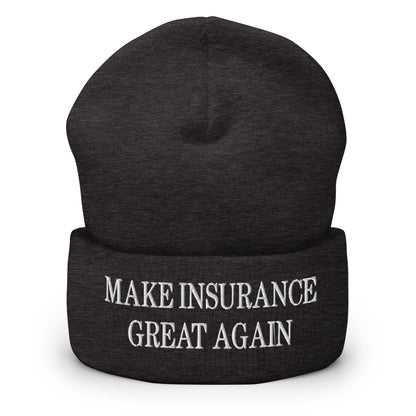 Make It Great Again Embroidered Knit Cuffed Beanie - Dark Grey