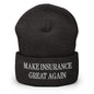 Make It Great Again Embroidered Knit Cuffed Beanie - Dark Grey