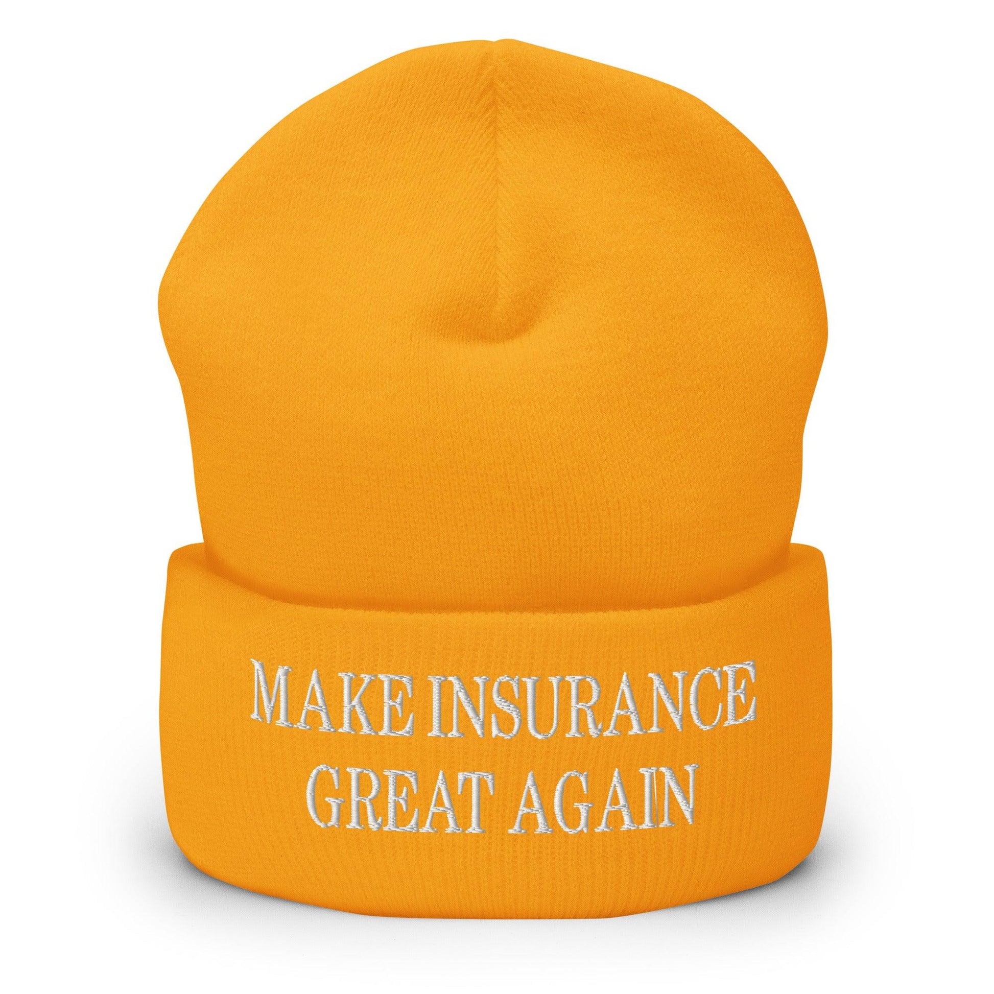 Make It Great Again Embroidered Knit Cuffed Beanie - Gold