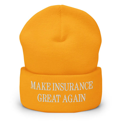 Make It Great Again Embroidered Knit Cuffed Beanie - Gold