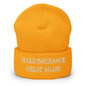 Make It Great Again Embroidered Knit Cuffed Beanie - Gold