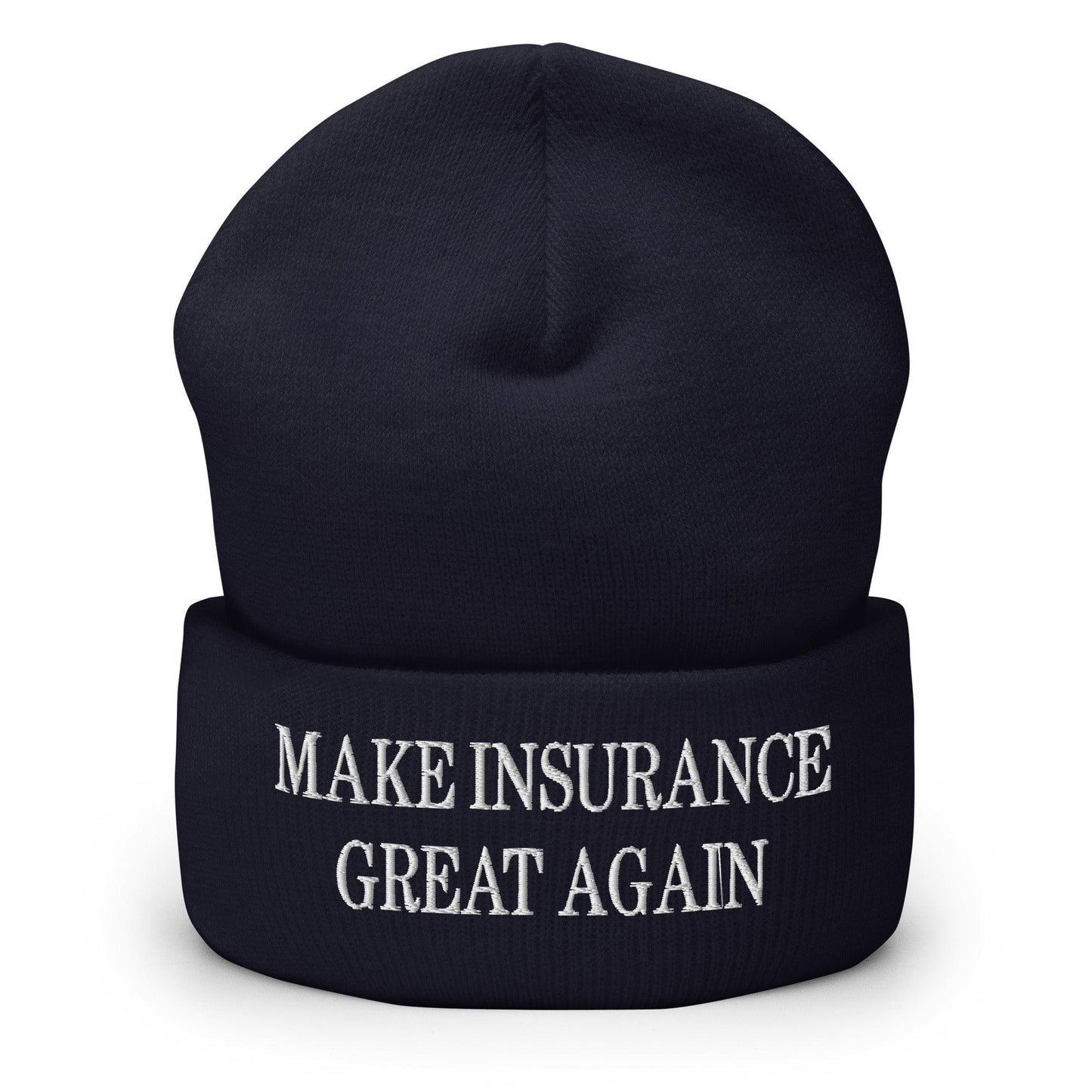 Make It Great Again Embroidered Knit Cuffed Beanie - Navy