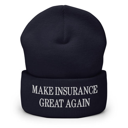 Make It Great Again Embroidered Knit Cuffed Beanie - Navy