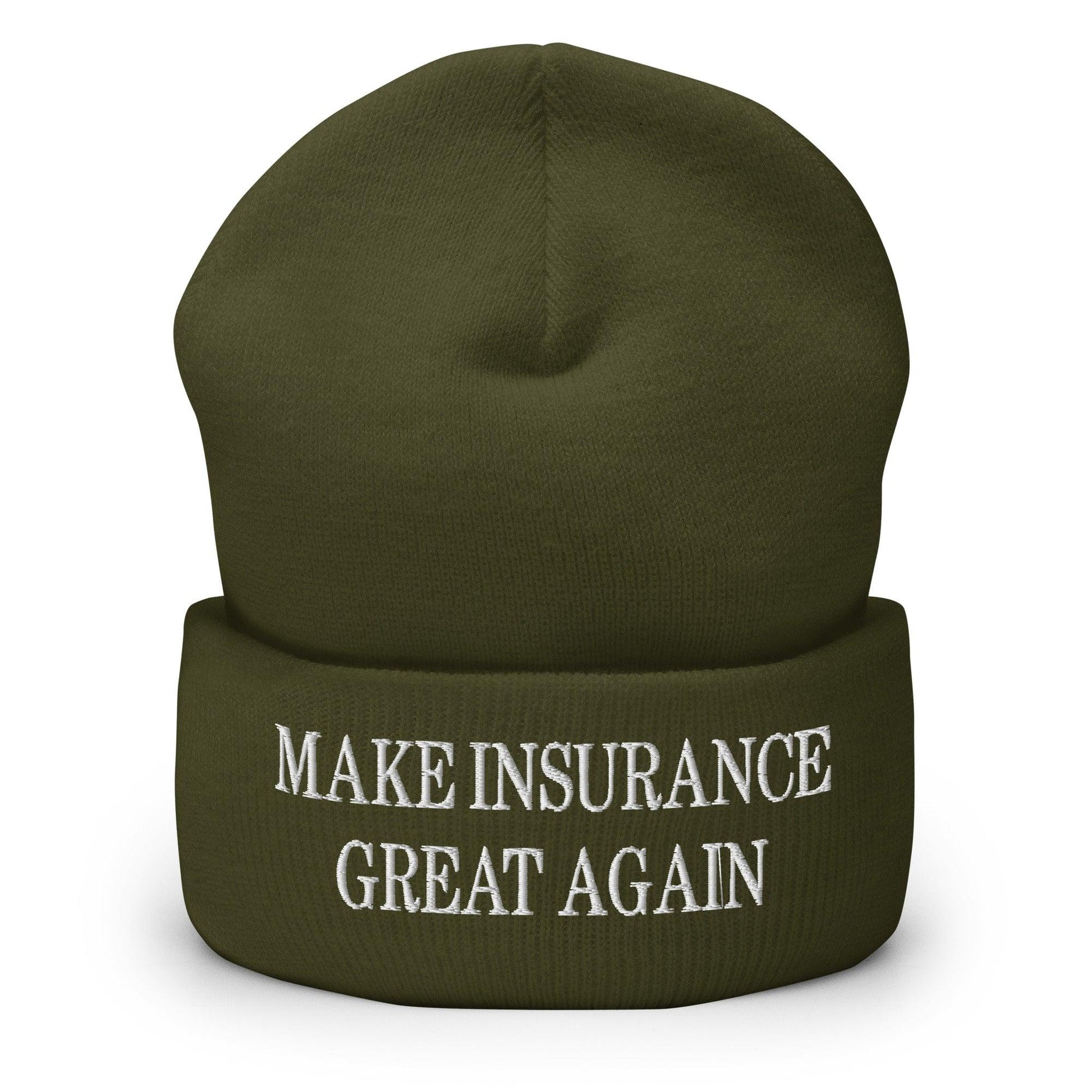 Make It Great Again Embroidered Knit Cuffed Beanie - Olive
