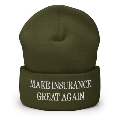 Make It Great Again Embroidered Knit Cuffed Beanie - Olive