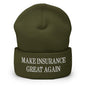 Make It Great Again Embroidered Knit Cuffed Beanie - Olive