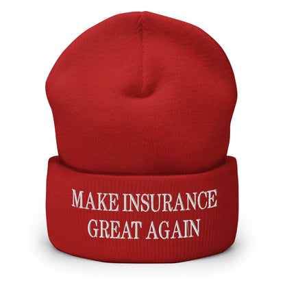 Make It Great Again Embroidered Knit Cuffed Beanie - Red