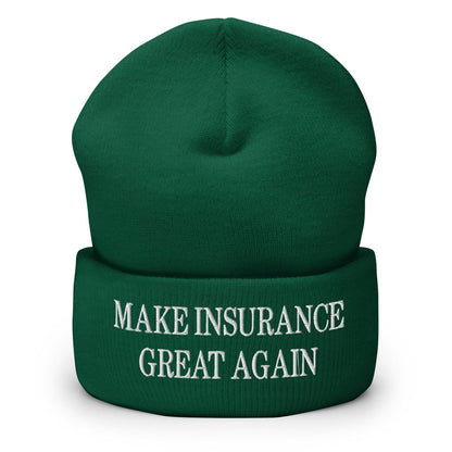Make It Great Again Embroidered Knit Cuffed Beanie - Spruce