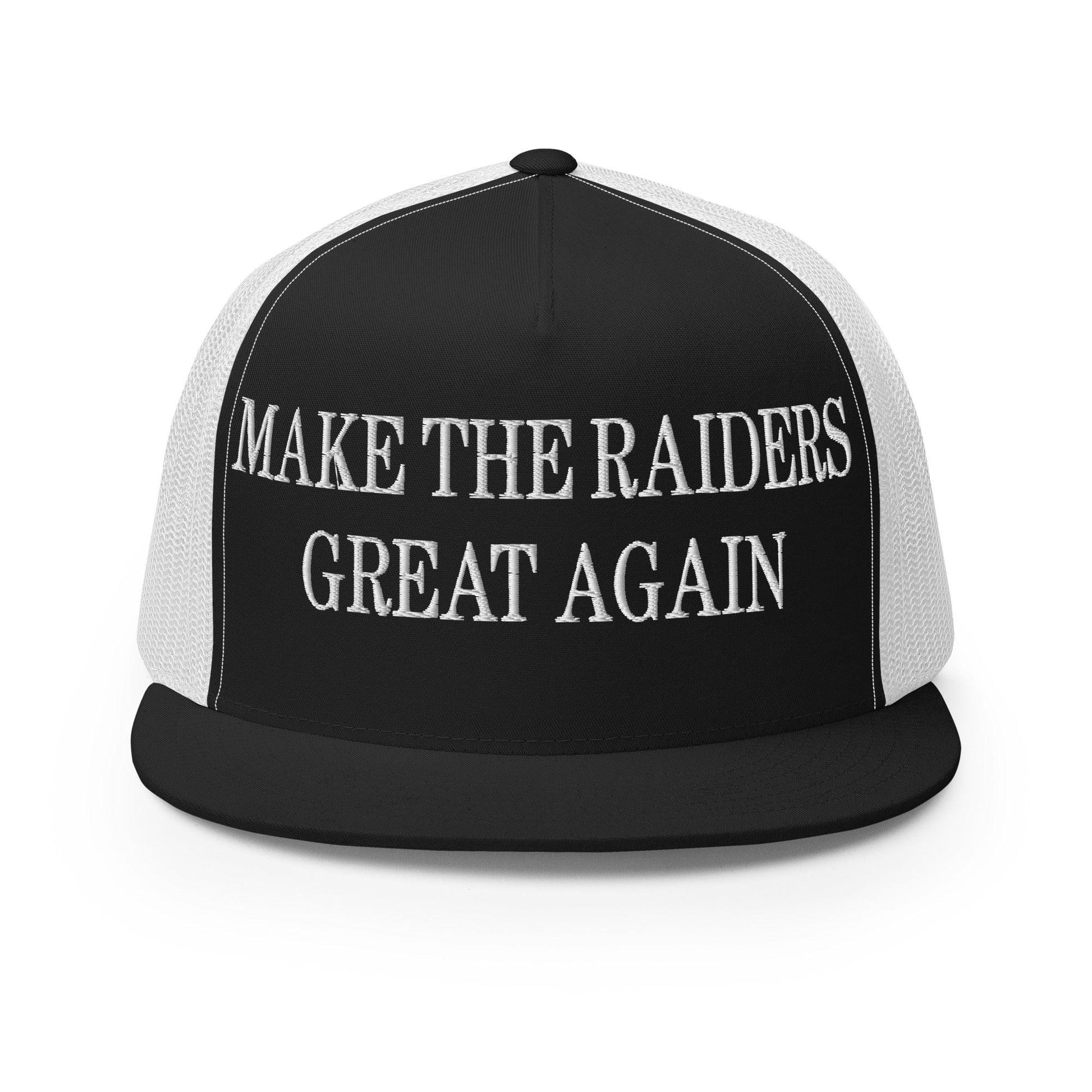 Make Them Great Again Embroidered Mesh Flat Bill Brim Trucker Hat - Black/ White