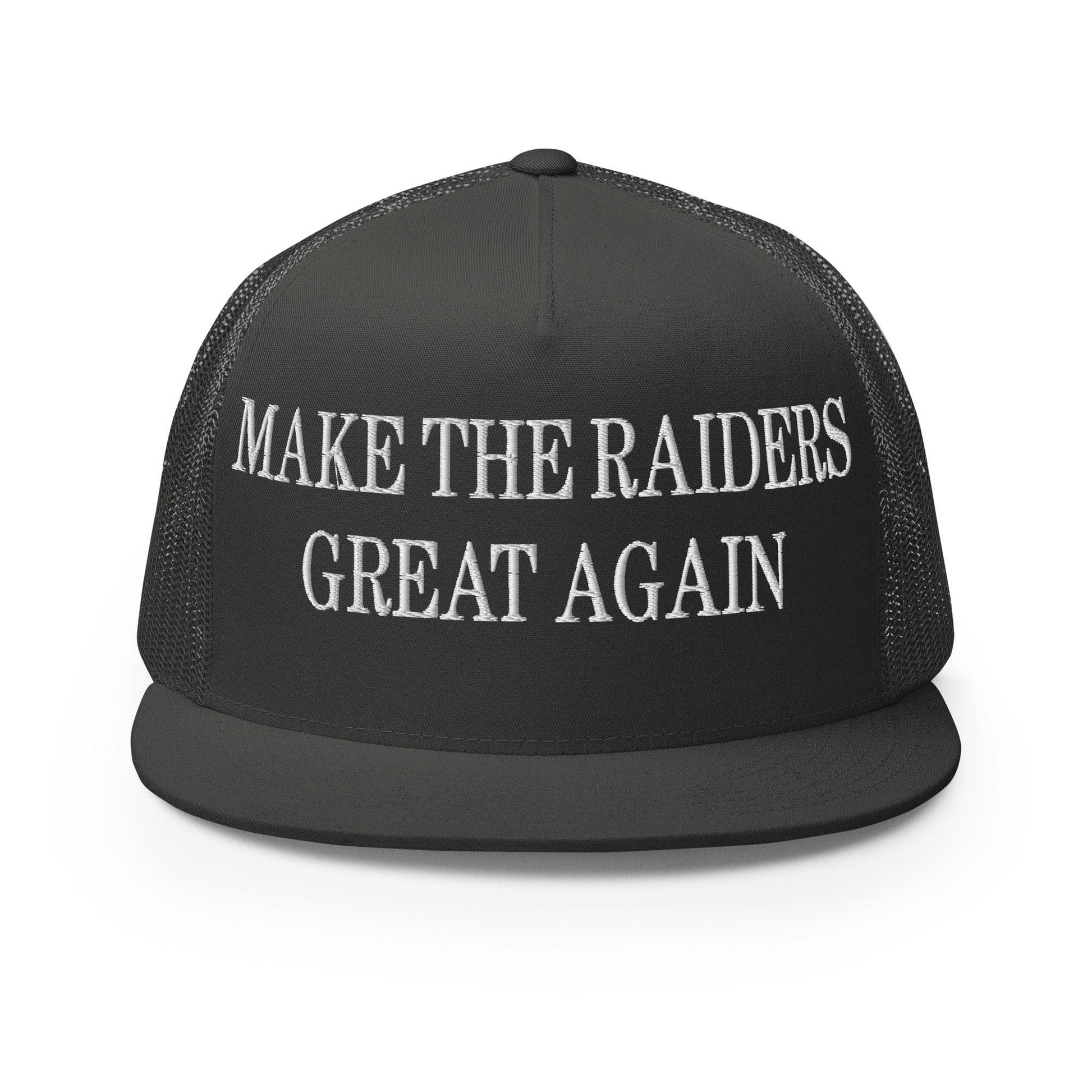 Make Them Great Again Embroidered Mesh Flat Bill Brim Trucker Hat - Charcoal