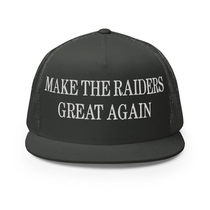 Make Them Great Again Embroidered Mesh Flat Bill Brim Trucker Hat - Charcoal