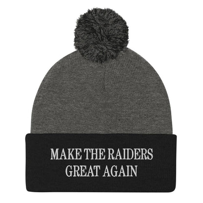 Make Them Great Again Knit Pom Beanie - Dark Heather Grey/ Black