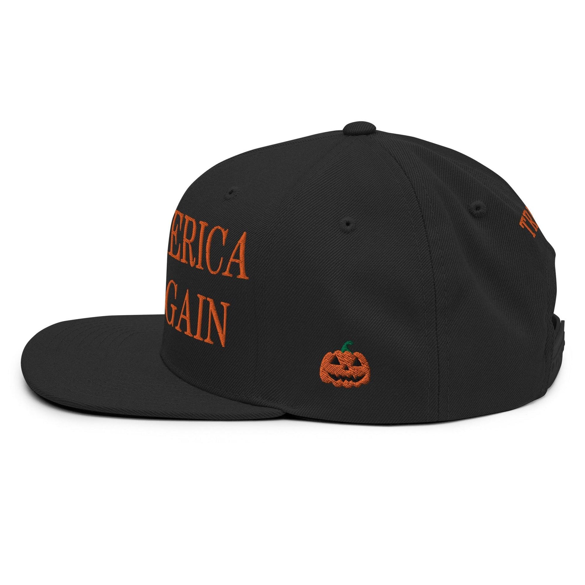 Make Us Great Again MAGA Halloween Flat Bill Brim Snapback Hat - Black - Headwear