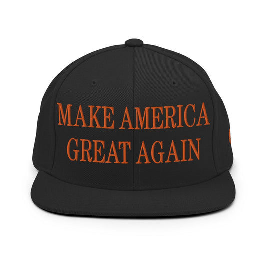 Make Us Great Again MAGA Halloween Flat Bill Brim Snapback Hat - Black - Headwear