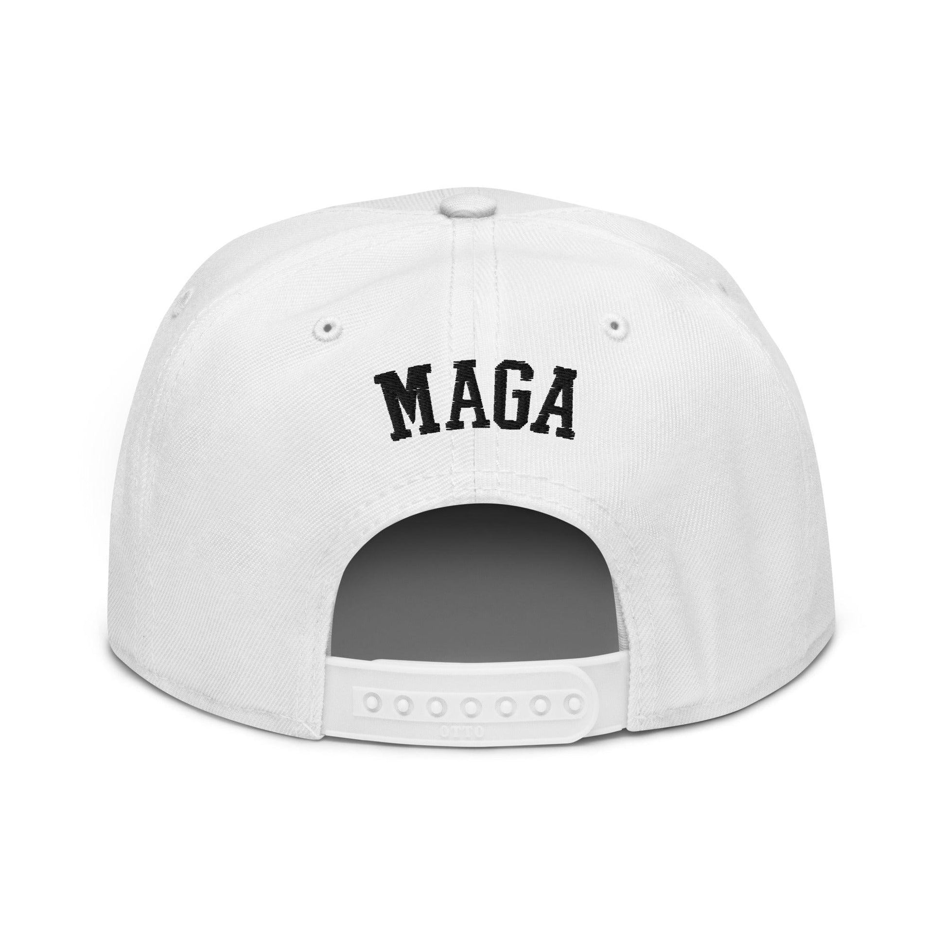 Make Us Great Again MAGA Skull Halloween Flat Bill Brim High Crown Snapback Hat - Headwear