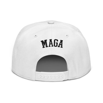 Make Us Great Again MAGA Skull Halloween Flat Bill Brim High Crown Snapback Hat - Headwear