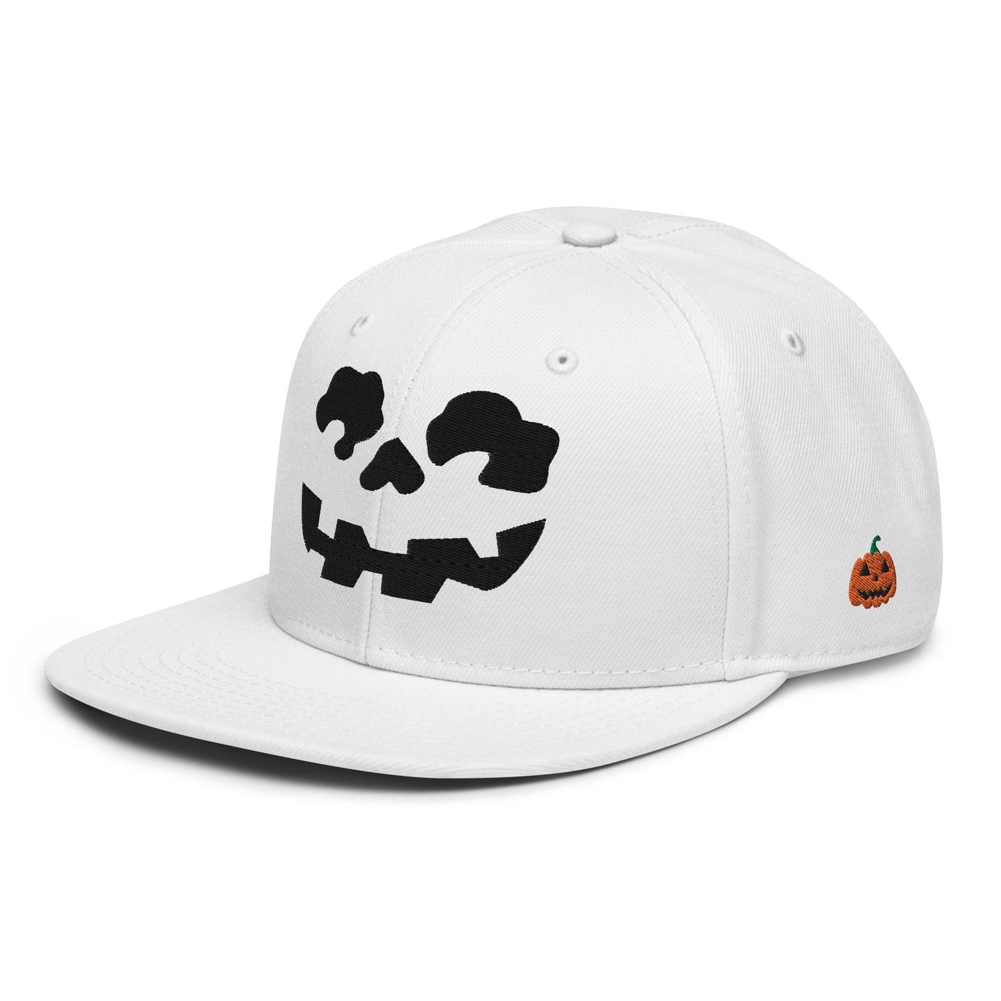 Make Us Great Again MAGA Skull Halloween Flat Bill Brim High Crown Snapback Hat - White / Face only - Headwear