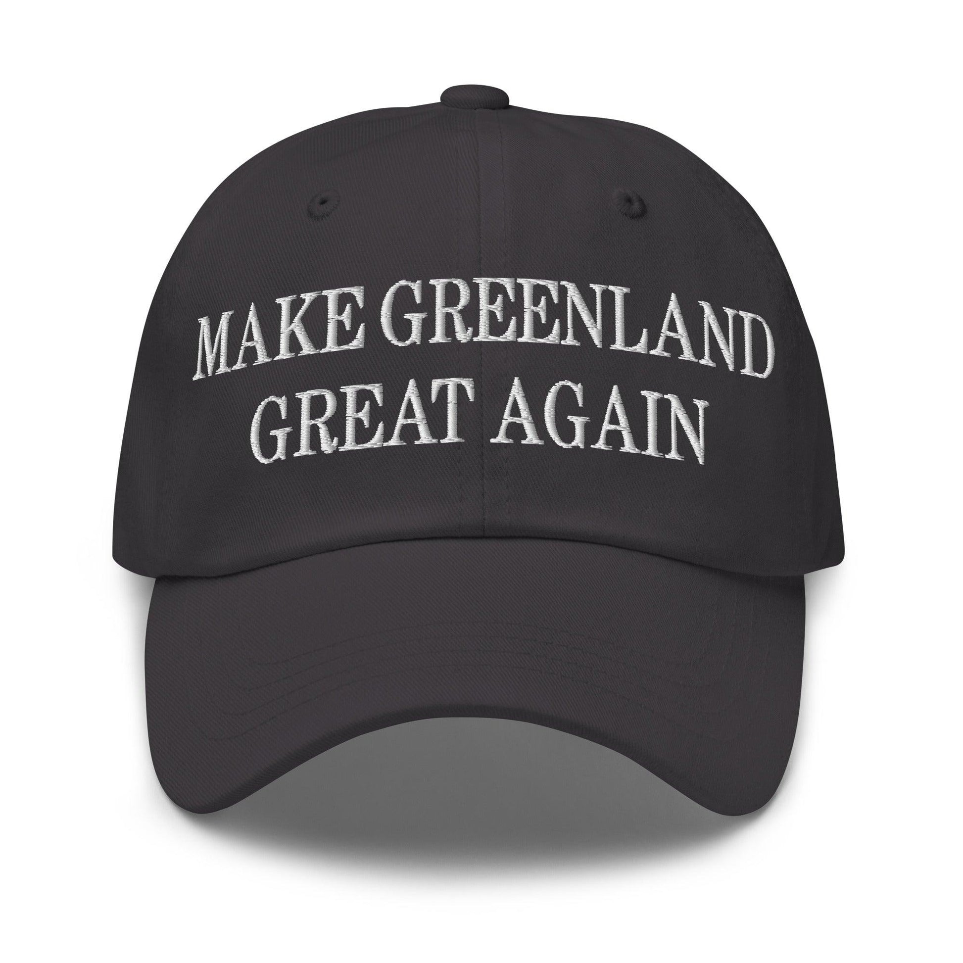 Dark gray Make Greenland Great Embroidered Dad Hat with cart button for easy purchase