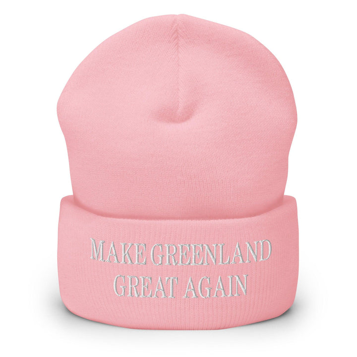Make Greenland Great Again Embroidered Knit Cuffed Beanie - Baby Pink