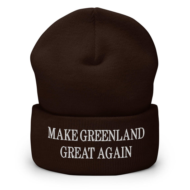 Make Greenland Great Again Embroidered Knit Cuffed Beanie - Brown