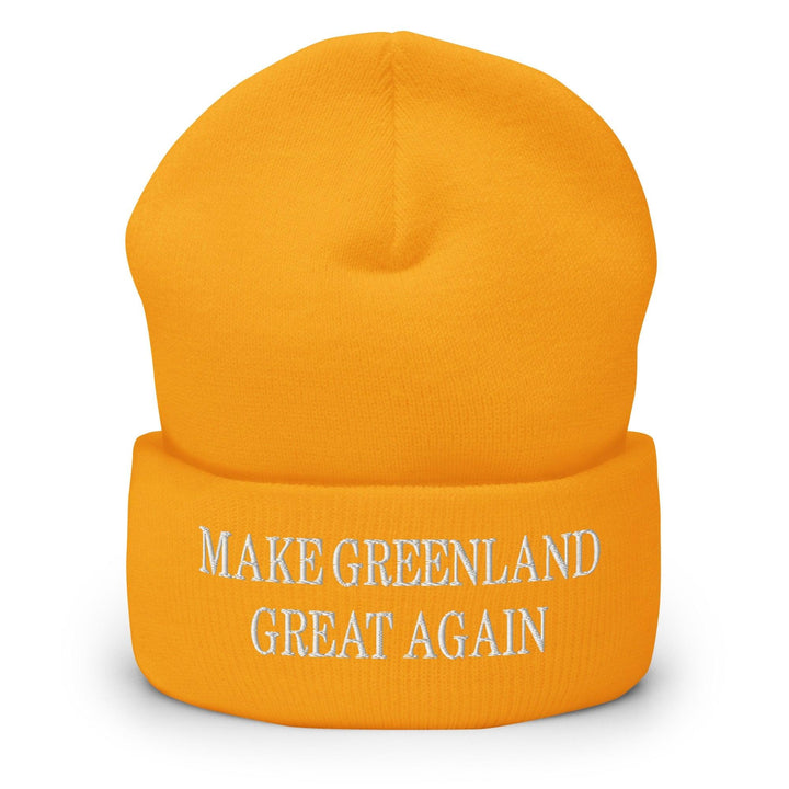Make Greenland Great Again Embroidered Knit Cuffed Beanie - Gold