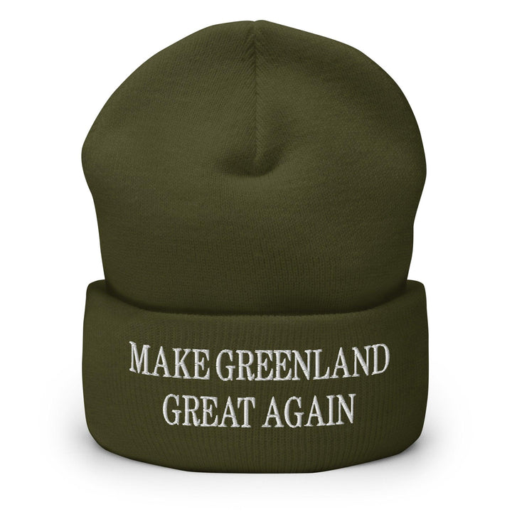 Make Greenland Great Again Embroidered Knit Cuffed Beanie - Olive
