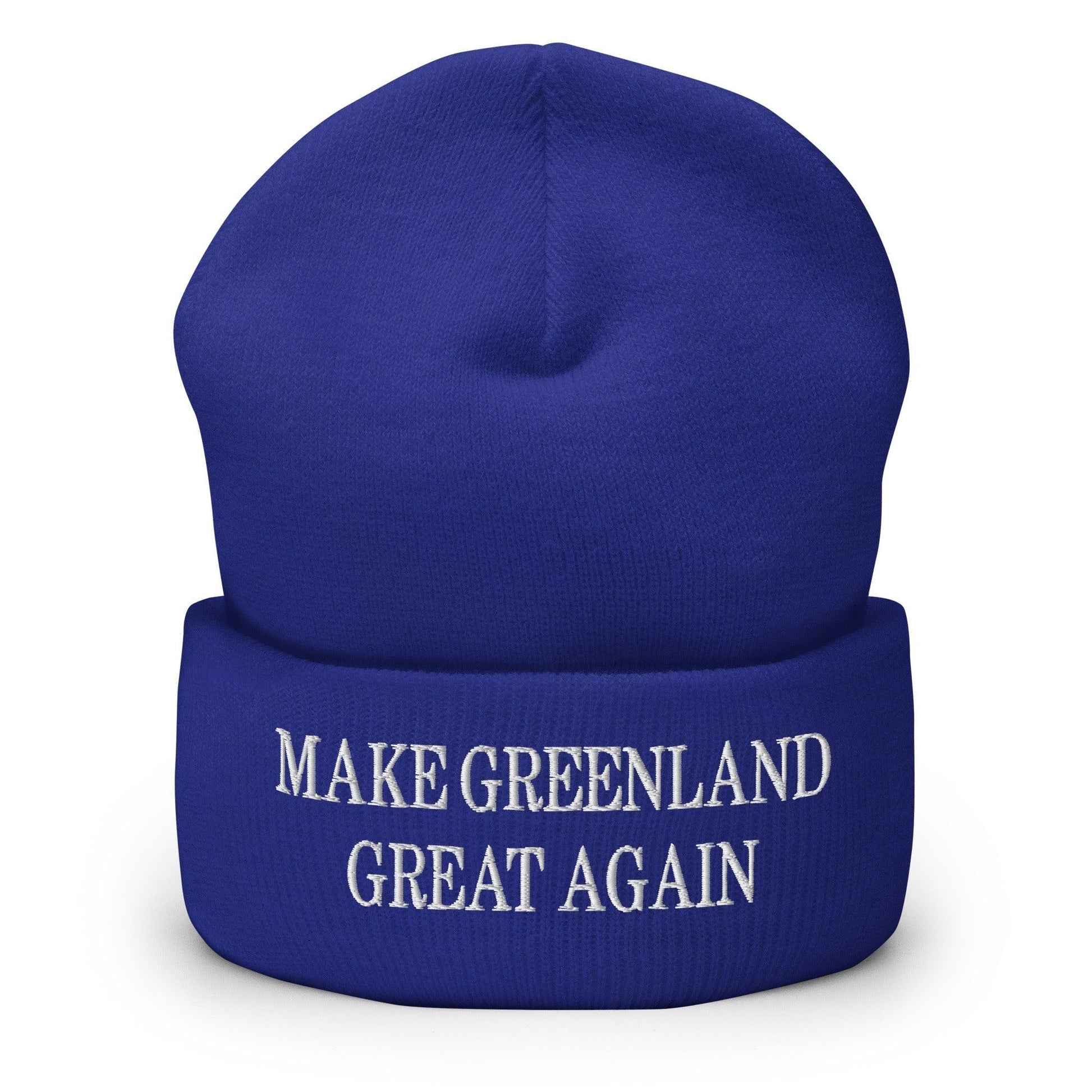 Blue Make Greenland embroidered knit cuffed beanie with embroidered text