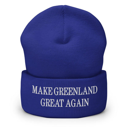 Blue Make Greenland embroidered knit cuffed beanie with embroidered text