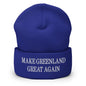 Blue Make Greenland embroidered knit cuffed beanie with embroidered text