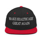 Make Healthcare Great Again Embroidered Flat Bill Brim Snapback Hat - Black/ Red