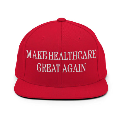 Make Healthcare Great Again Embroidered Flat Bill Brim Snapback Hat - Red